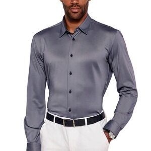 BOSS Hugo Boss NWOT Slim Fit Stretch Kent Collar Navy Blue ROAN Shirt Sz M